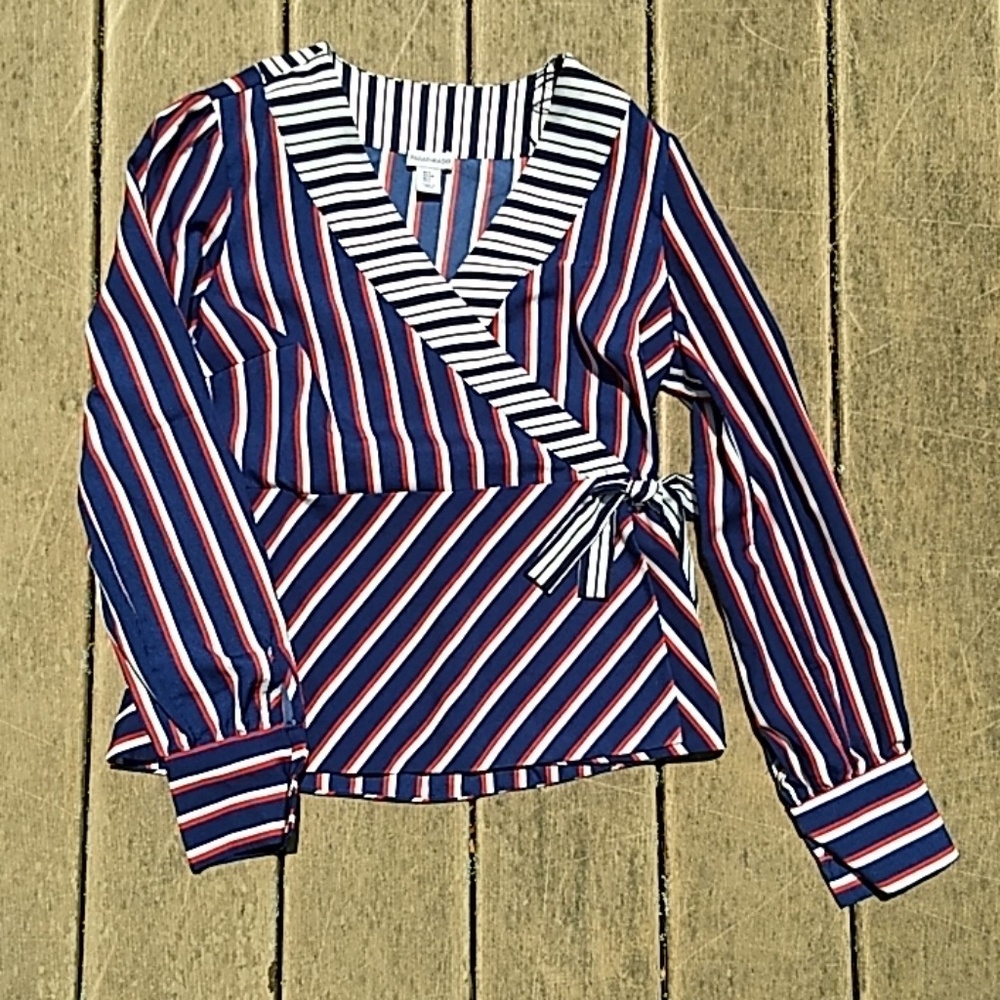 Striped wrap-shirt